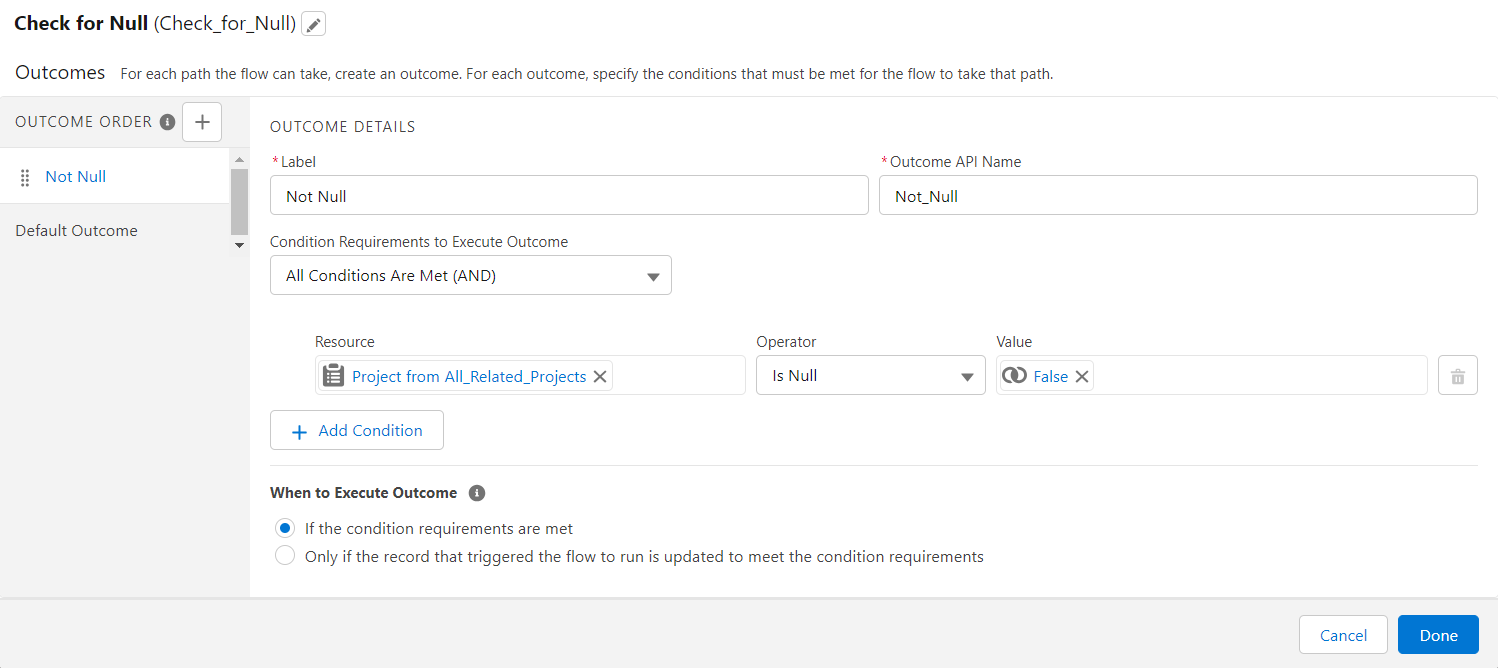 Check Null Decision element in Send email action in salesforce flow.