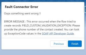 Error msg from Fault Connector