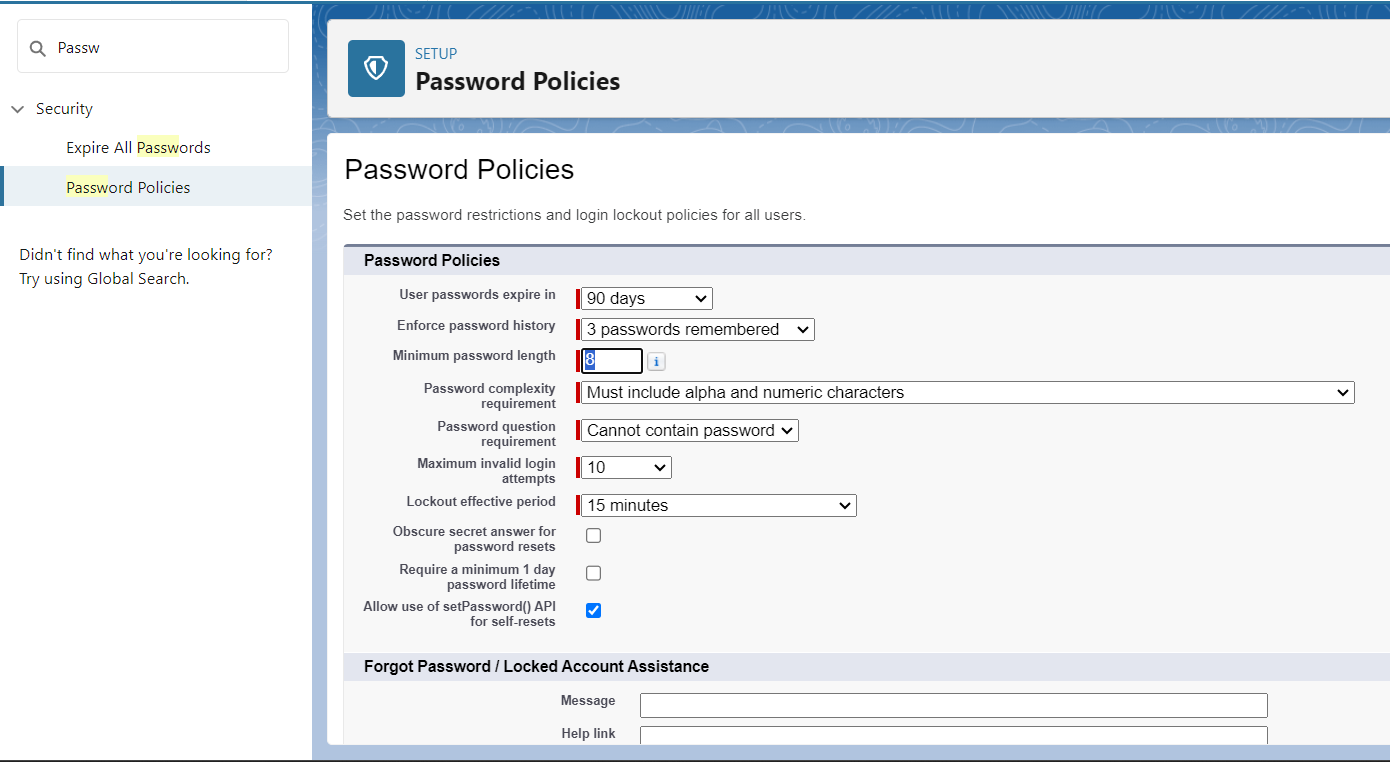 Password policies