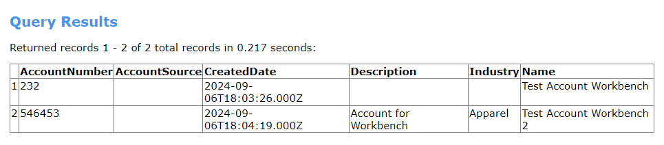 SOQL result