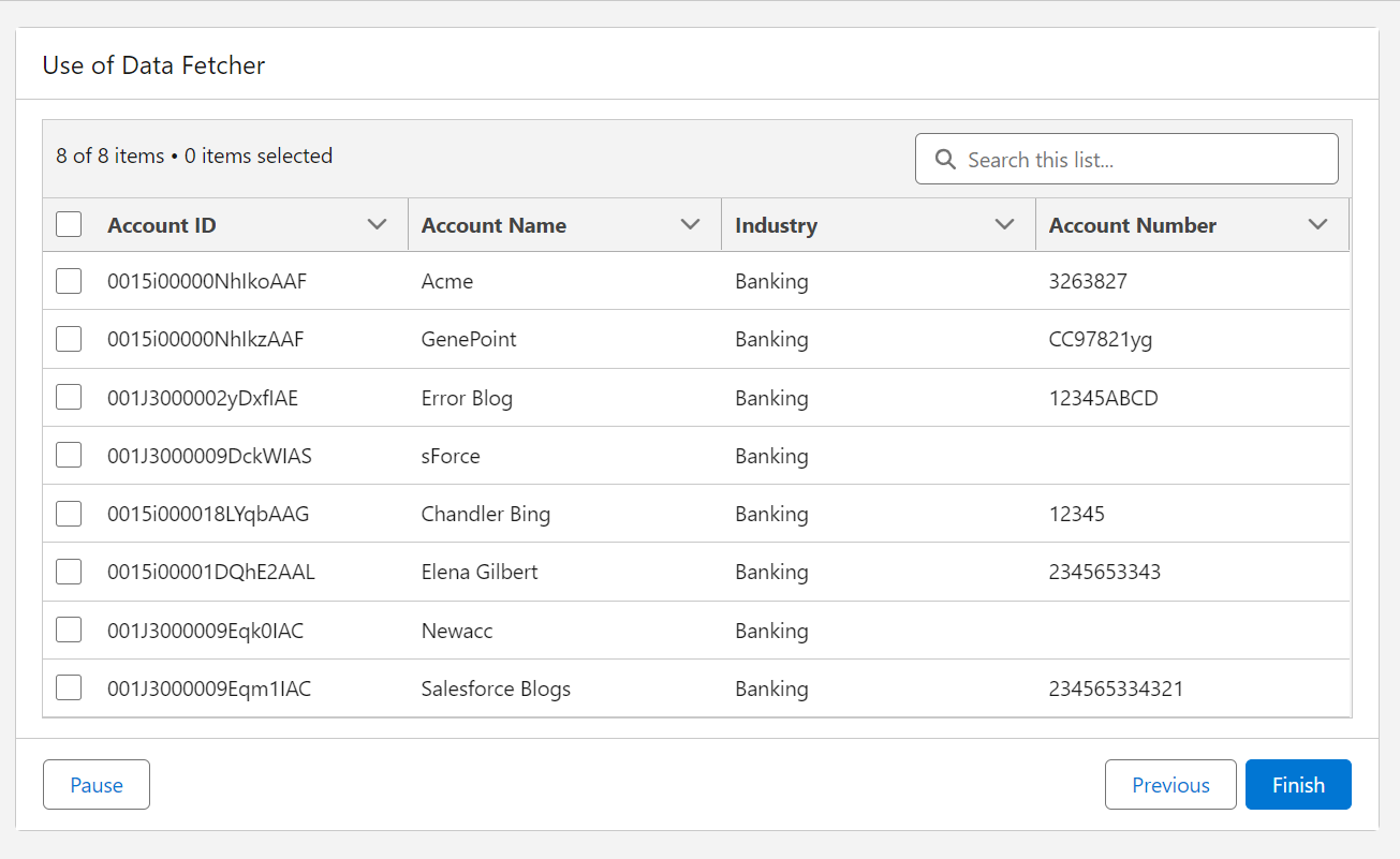 Data Fetcher in Salesforce