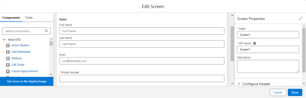 Screen Element to get new record details