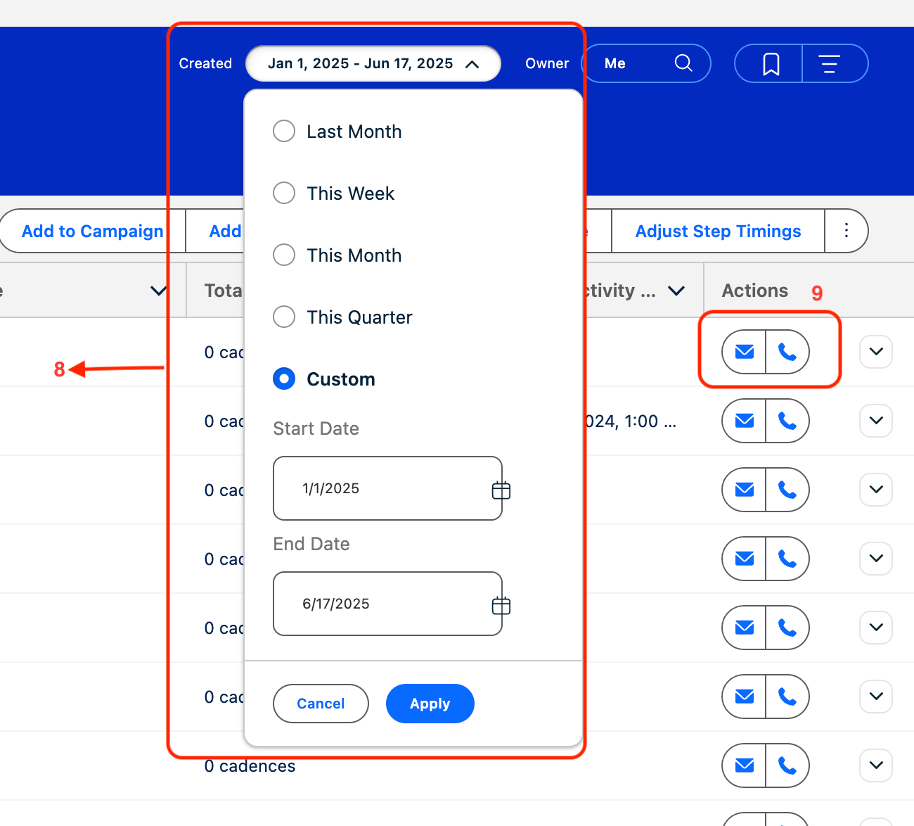 date filters in intelligence view