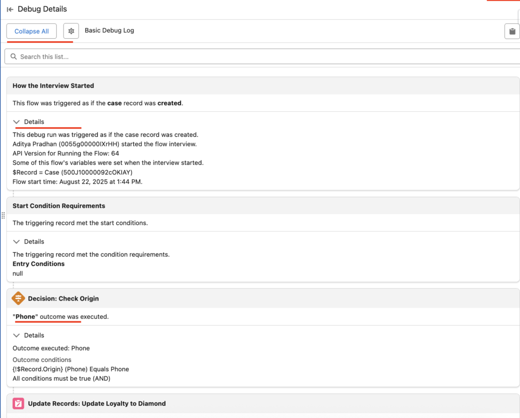 New debug panel with all information