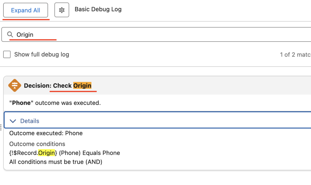 Expand and Search Functionality in new debug panel.