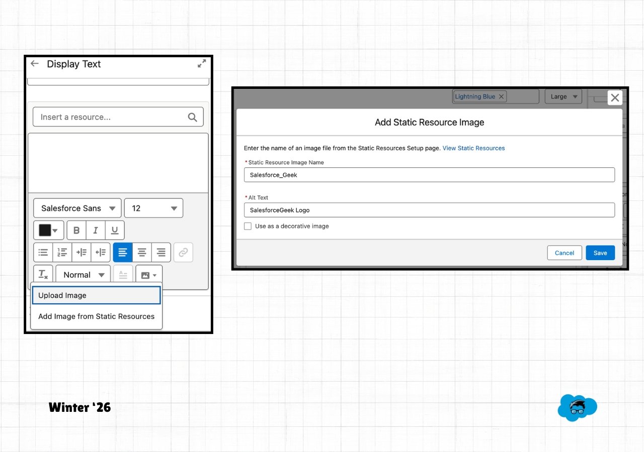 Static Resource Images in Display Text Components