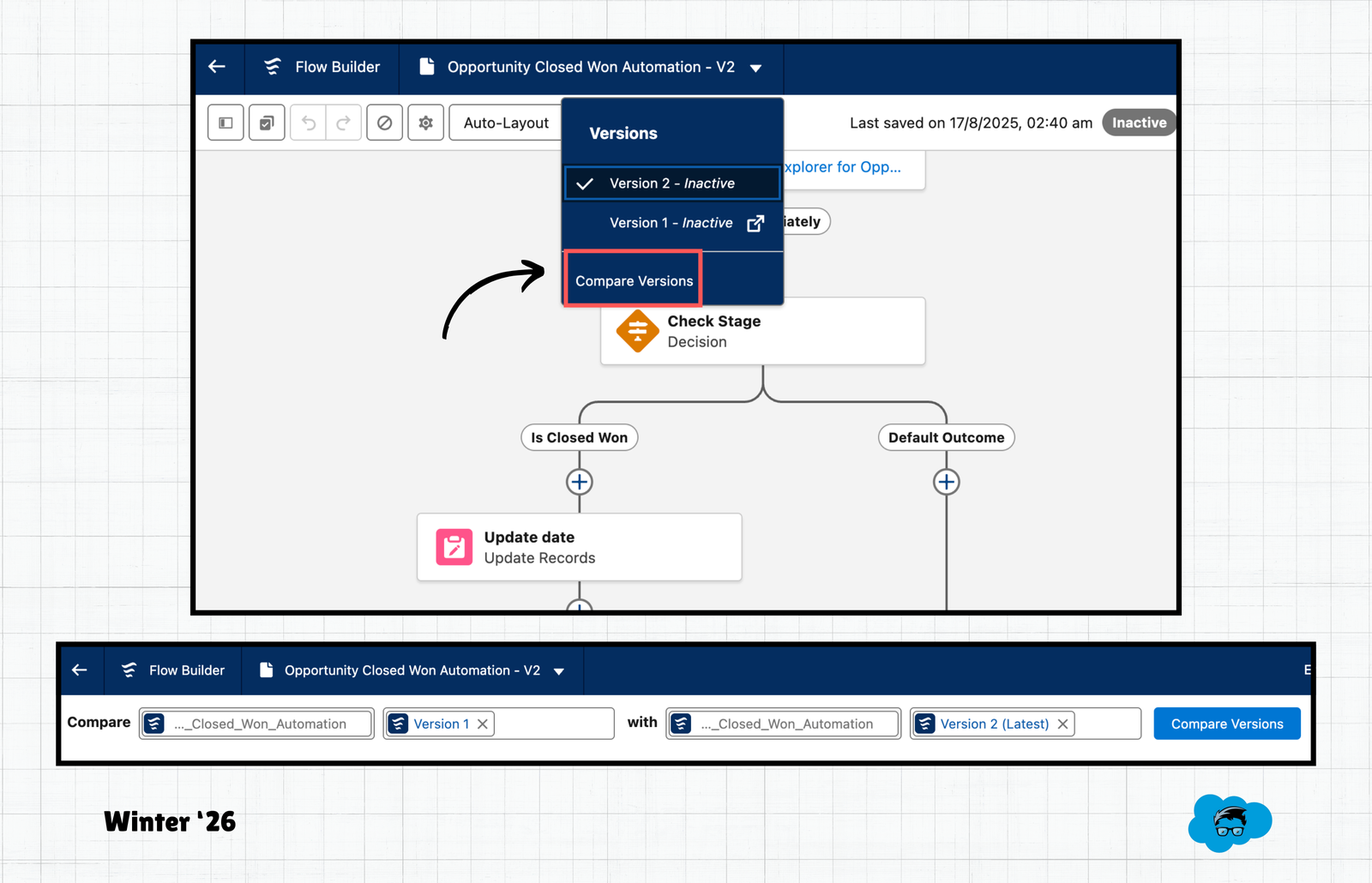 Flow Version Comparision - Top Flow Features in Salesforce Winter '26 Release