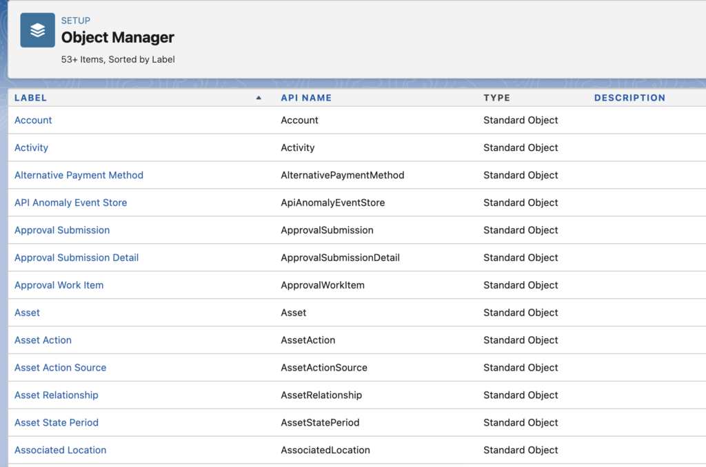 Non-Setup Objects in Salesforce