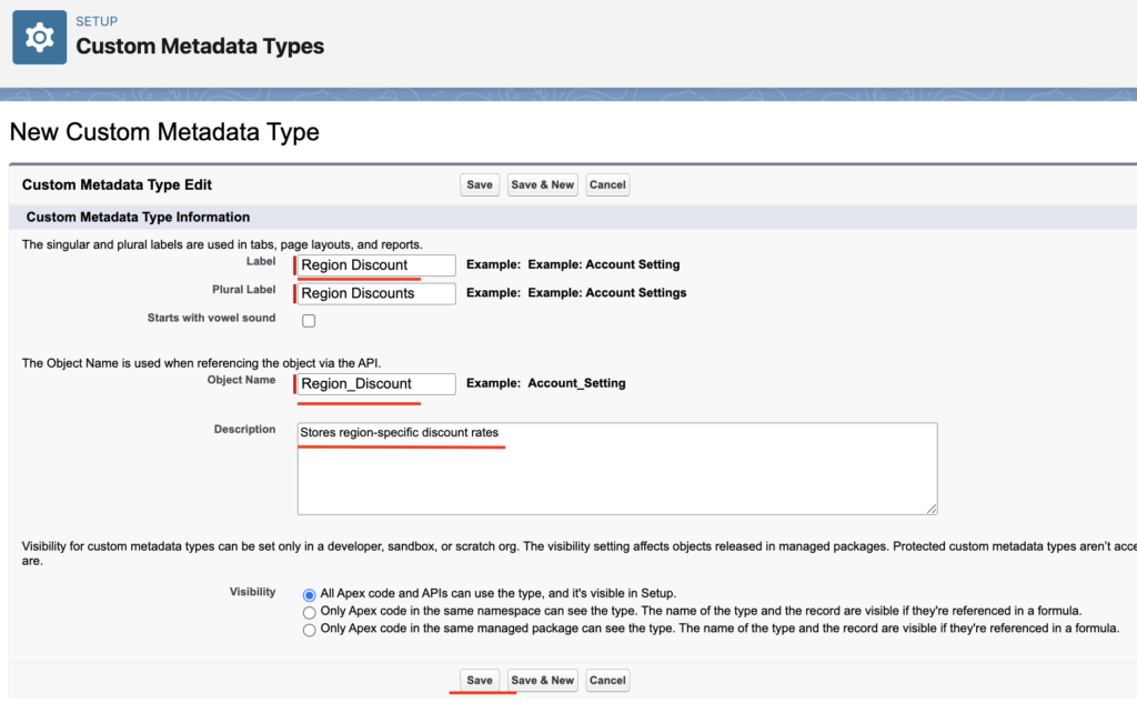 Creating Custom Metadata Type in Salesforce