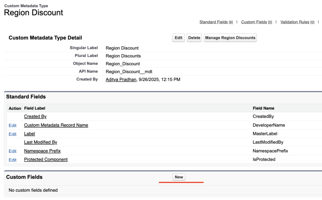 Creating fields in custom metadata types in Salesforce
