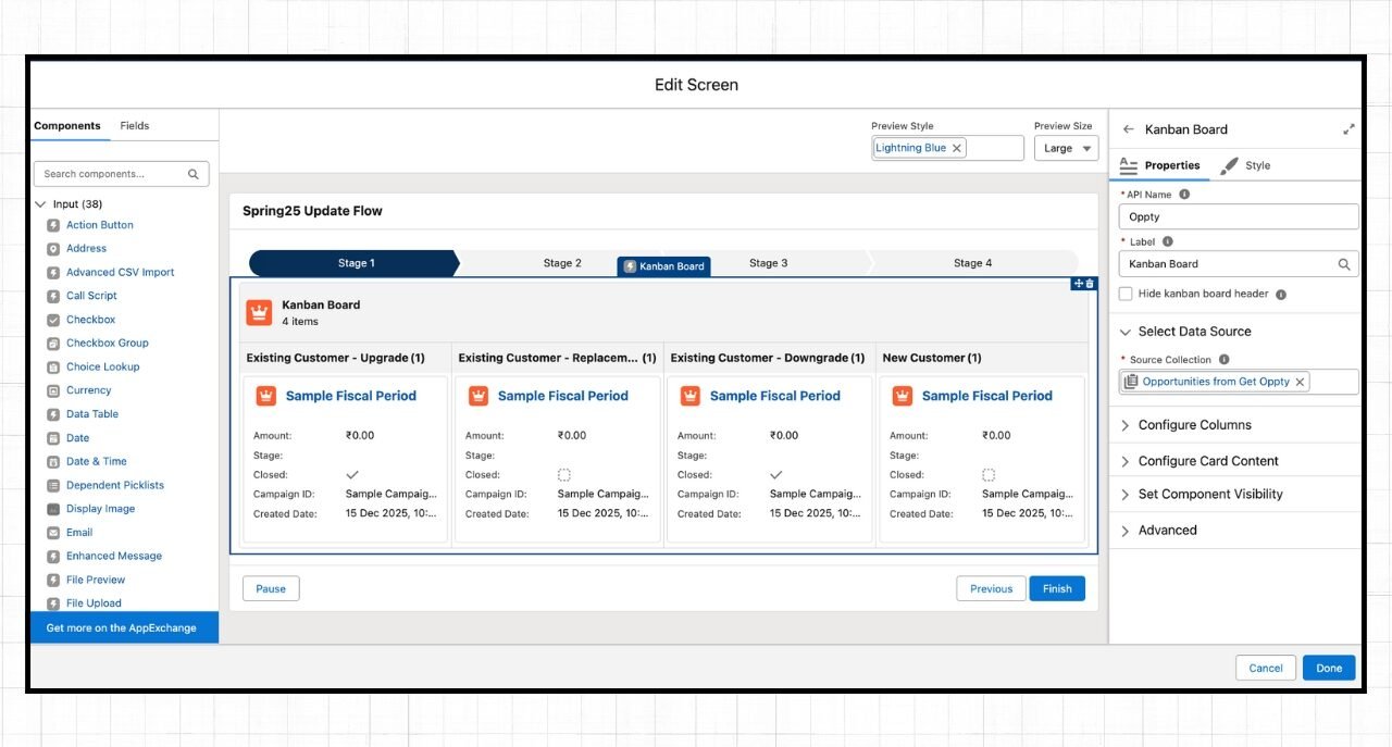 Kanban Board for Screen Component