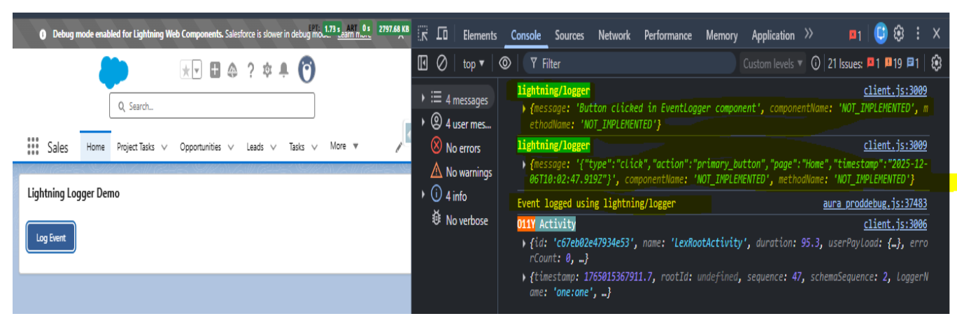 What is Lightning Logger in LWC with Example - Salesforce Geek