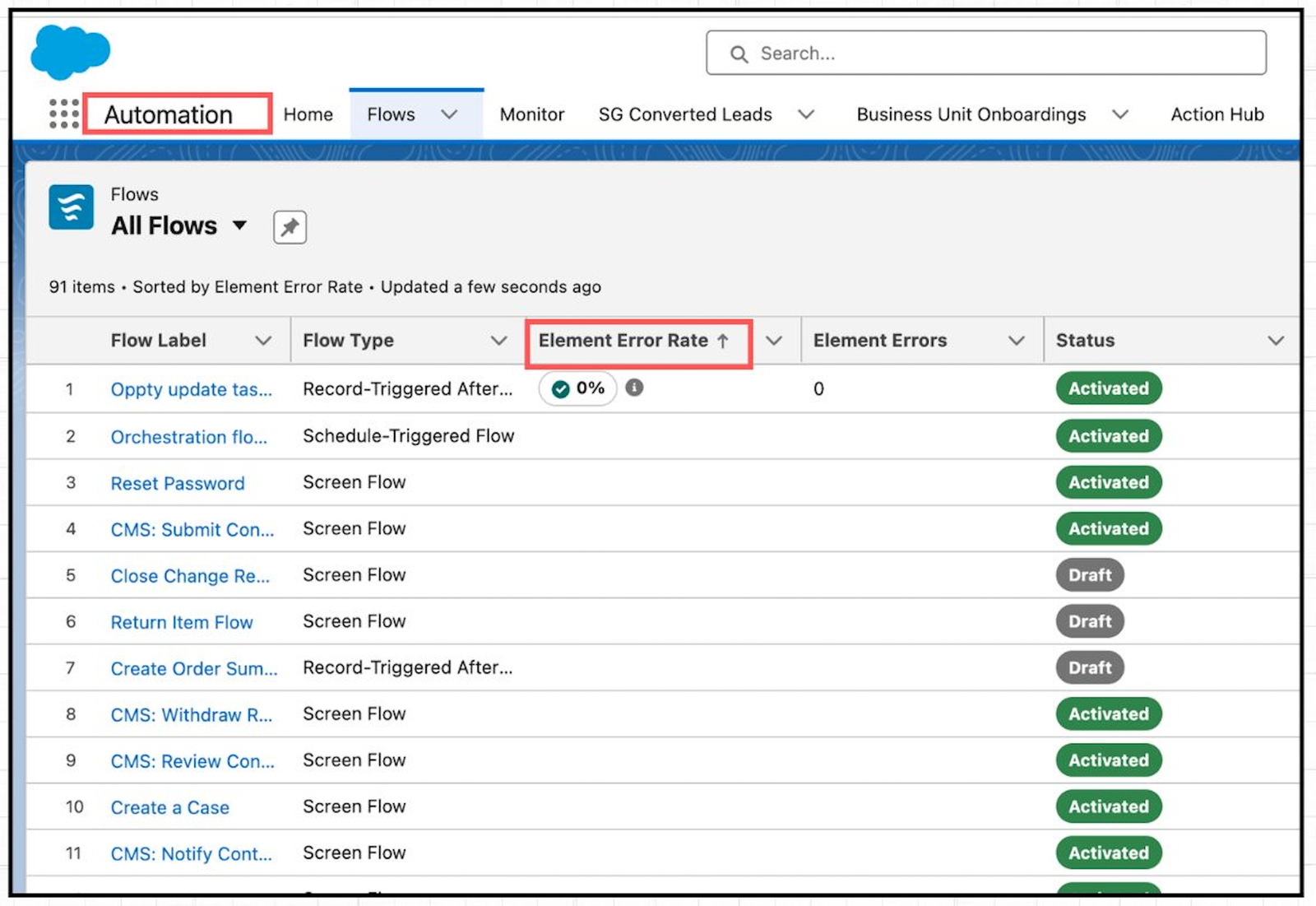 Flow Element Error Rate - Flow Features in Salesforce Summer '26 Release